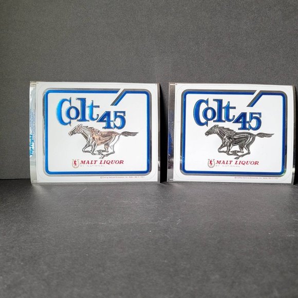 Vintage Colt 45 Malt Liquor Sticker Sign Die cut Metallic Stick On decal 6" x 5" - Picture 2 of 5